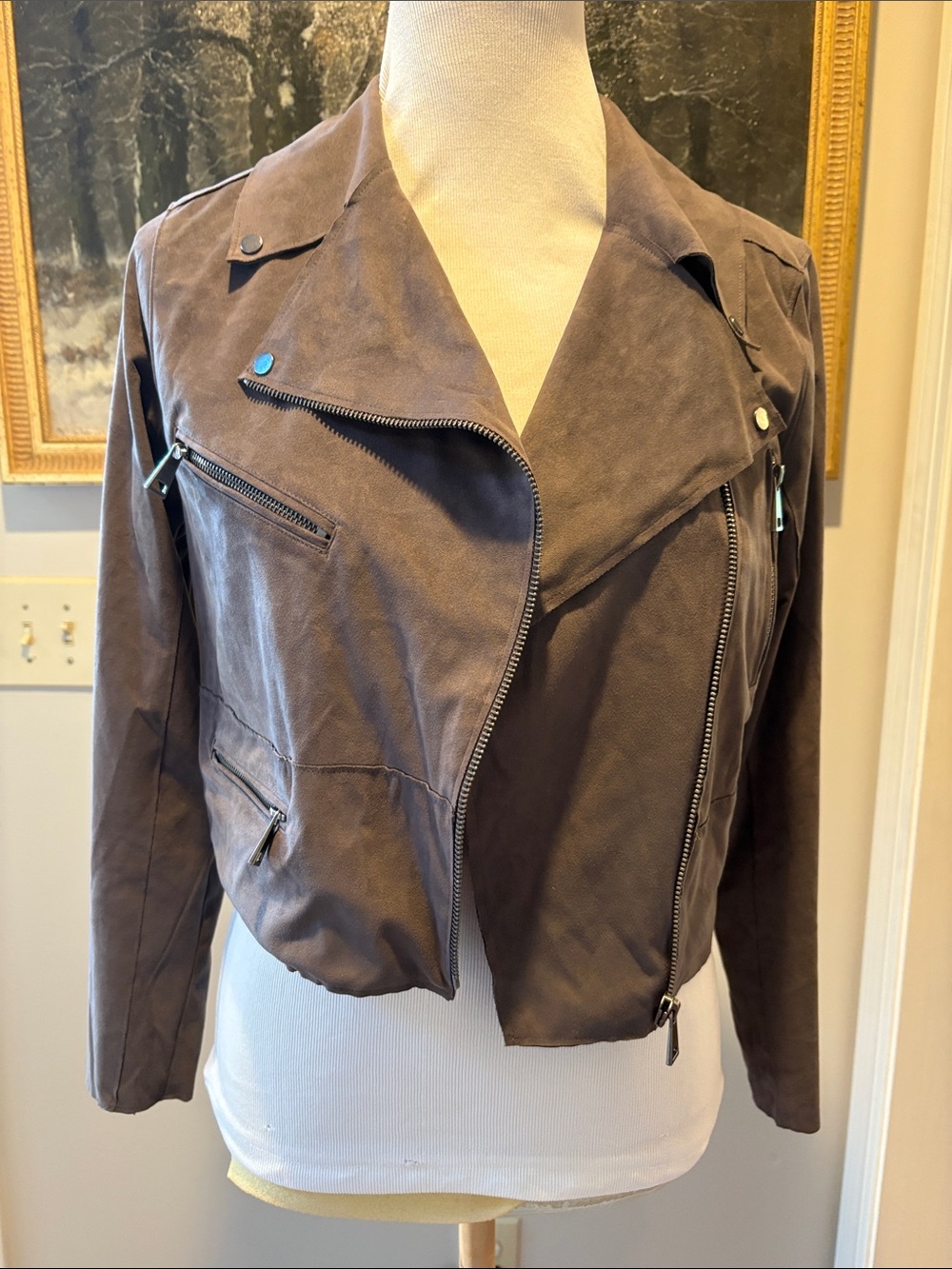 Hutch cropped faux suede Moto Jacket XS